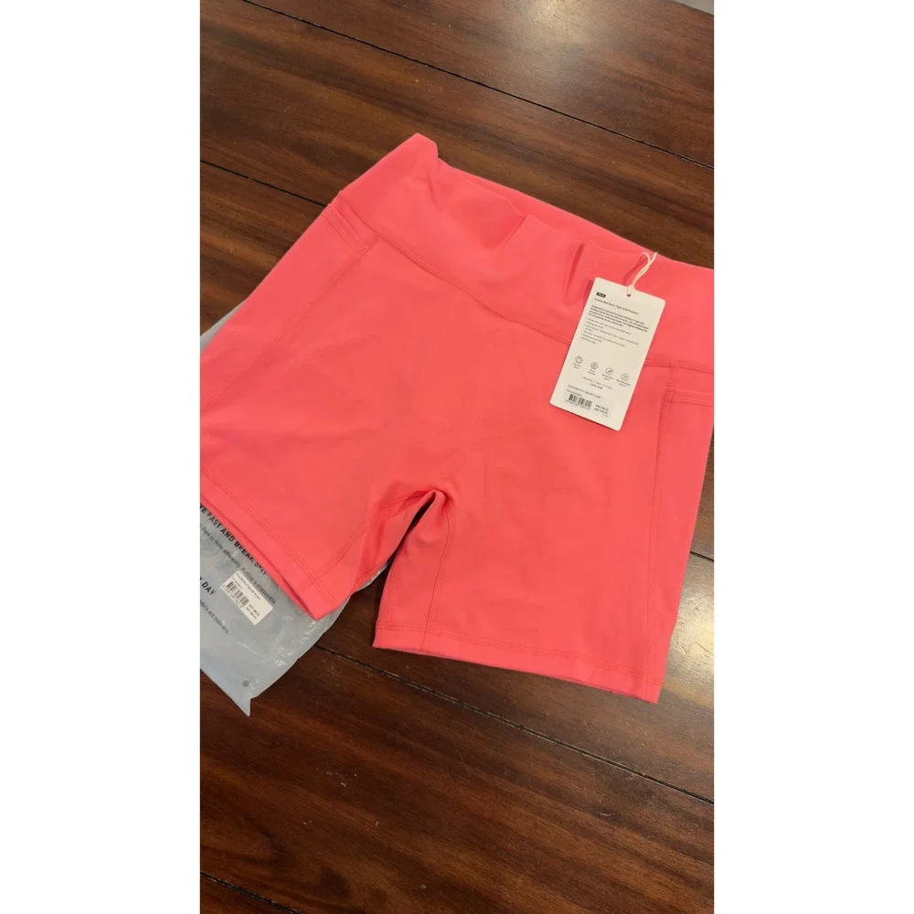 LSKD Fusion Mid Short Tight with Pockets Pink Lemonade XL New NWT